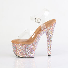 Pleaser BEJEWELED-708MS Sandales à plateforme Transparent Strass Or EU-41 / US-11
