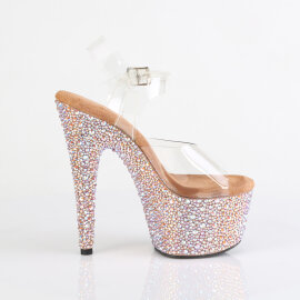 Pleaser BEJEWELED-708MS Sandales à plateforme Transparent Strass Or EU-41 / US-11