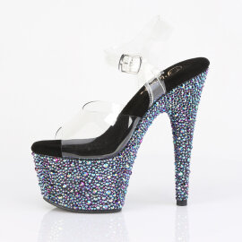 Pleaser BEJEWELED-708MS Sandales à plateforme Transparent Strass Noir EU-35 / US-5