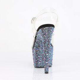 Pleaser BEJEWELED-708MS Sandales à plateforme Transparent Strass Noir EU-35 / US-5