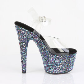 Pleaser BEJEWELED-708MS Sandales à plateforme Transparent Strass Noir EU-35 / US-5