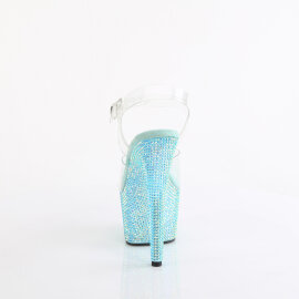 Pleaser BEJEWELED-708RRS Sandales à plateforme Transparent Strass Turquoise EU-42 / US-12