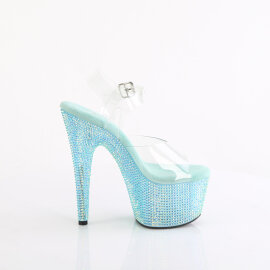 Pleaser BEJEWELED-708RRS Sandales à plateforme Transparent Strass Turquoise EU-42 / US-12
