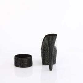 Pleaser BEJEWELED-712RS Mules à plateforme Transparent Strass Noir EU-35 / US-5