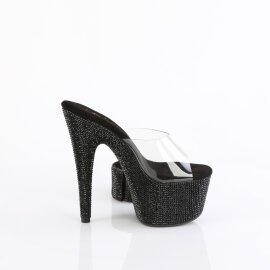 Pleaser BEJEWELED-712RS Mules à plateforme Transparent Strass Noir EU-37 / US-7