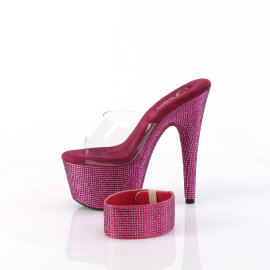 Pleaser BEJEWELED-712RS Mules à plateforme Transparent Strass Rose EU-37 / US-7