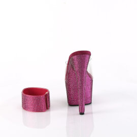 Pleaser BEJEWELED-712RS Mules à plateforme Transparent Strass Rose EU-38 / US-8