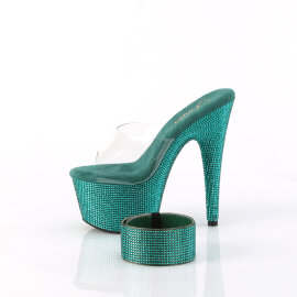 Pleaser BEJEWELED-712RS Mules à plateforme Transparent Strass Vert EU-41 / US-11