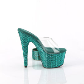 Pleaser BEJEWELED-712RS Mules à plateforme Transparent Strass Vert EU-42 / US-12