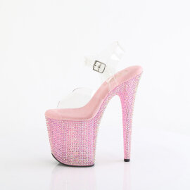 Pleaser BEJEWELED-808RRS Sandales à plateforme Transparent Strass Rose EU-35 / US-5