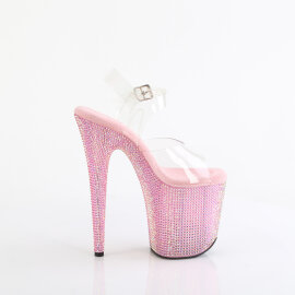 Pleaser BEJEWELED-808RRS Sandales à plateforme Transparent Strass Rose EU-35 / US-5
