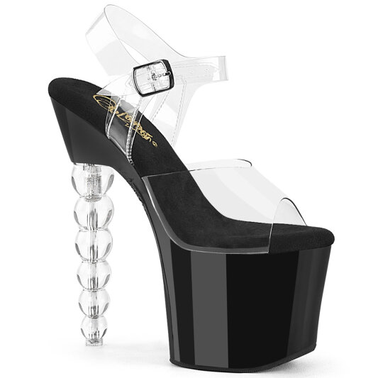 Pleaser BLISS-708 Sandales à plateforme Transparent Noir EU-38 / US-8