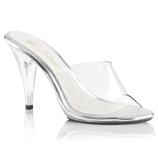 Fabulicious CARESS-401 Mules Transparent Argent EU-35 / US-5