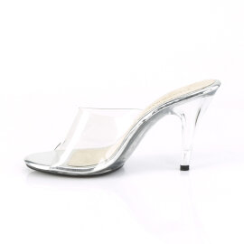 Fabulicious CARESS-401 Mules Transparent Argent EU-39 / US-9
