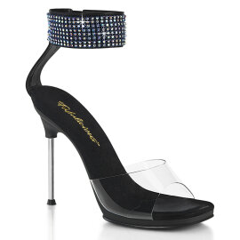 Fabulicious CHIC-42 Sandales Similicuir Transparent Strass Noir EU-37 / US-7