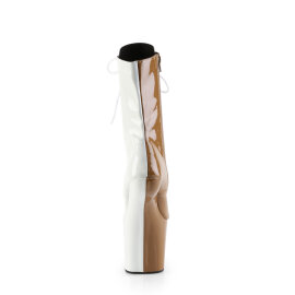 Pleaser CRAZE-1040TT Bottes genoux à plateforme Revêtement laqué Marron Blanc EU-37 / US-7