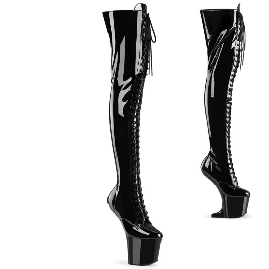 Pleaser CRAZE-3023 Cuissardes à plateforme Revêtement laqué Noir EU-37 / US-7