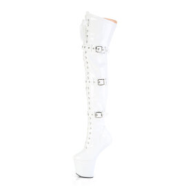 Pleaser CRAZE-3028 Cuissardes à plateforme Revêtement laqué Blanc EU-37 / US-7