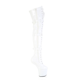 Pleaser CRAZE-3028 Cuissardes à plateforme Revêtement laqué Blanc EU-37 / US-7