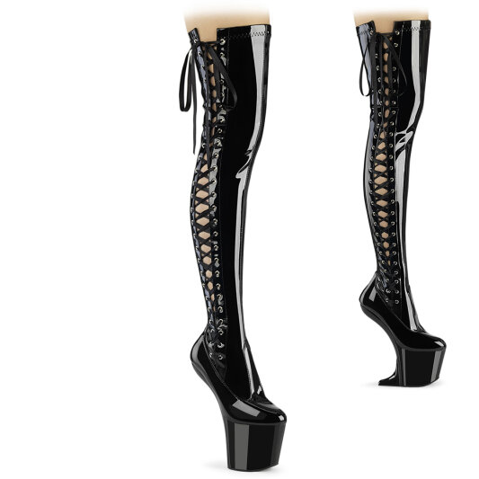 Pleaser CRAZE-3050 Cuissardes à plateforme Revêtement laqué Noir EU-40 / US-10