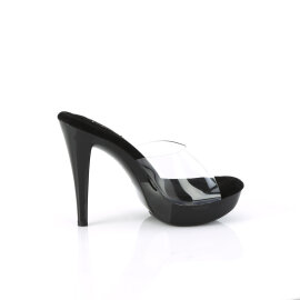 Fabulicious COCKTAIL-501 Mules à plateforme Transparent Noir EU-40 / US-10