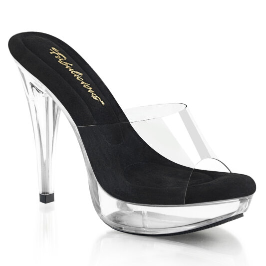 Fabulicious COCKTAIL-501 Mules à plateforme Transparent Noir EU-35 / US-5