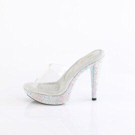 Fabulicious COCKTAIL-501DM Mules à plateforme Transparent Strass Argent EU-35 / US-5