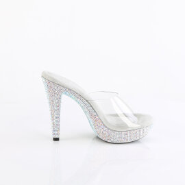 Fabulicious COCKTAIL-501DM Mules à plateforme Transparent Strass Argent EU-35 / US-5