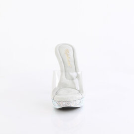 Fabulicious COCKTAIL-501DM Mules à plateforme Transparent Strass Argent EU-42 / US-12
