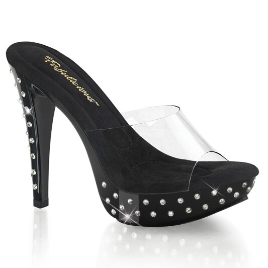 Fabulicious COCKTAIL-501SDT Mules à plateforme Transparent Noir EU-38 / US-8