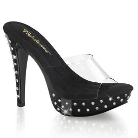 Fabulicious COCKTAIL-501SDT Mules à plateforme Transparent Noir EU-39 / US-9