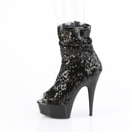 Pleaser DELIGHT-1008SQ Bottines à plateforme Paillettes Noir EU-35 / US-5