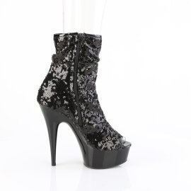 Pleaser DELIGHT-1008SQ Bottines à plateforme Paillettes Noir EU-36 / US-6