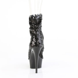Pleaser DELIGHT-1008SQ Bottines à plateforme Paillettes Noir EU-37 / US-7
