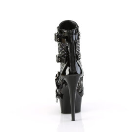 Pleaser DELIGHT-1013RM Bottines à plateforme Revêtement laqué Strass Maille Noir EU-36 / US-6