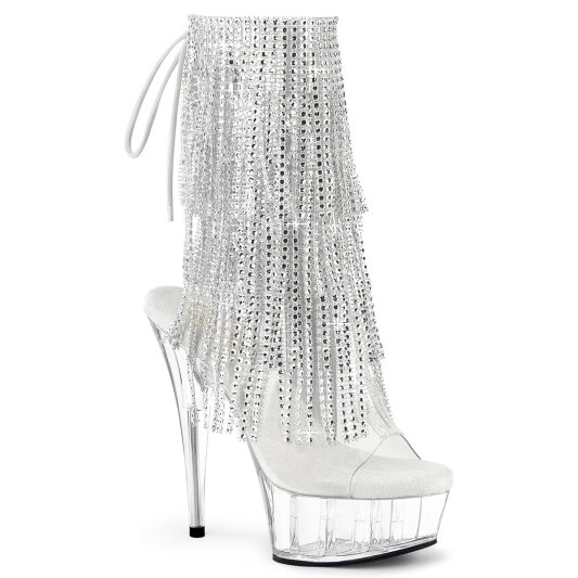 Pleaser DELIGHT-1017RSF Bottines à plateforme Transparent Strass Argent EU-35 / US-5