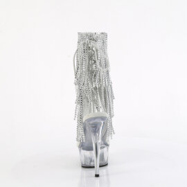 Pleaser DELIGHT-1017RSF Bottines à plateforme Transparent Strass Argent EU-35 / US-5
