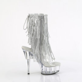 Pleaser DELIGHT-1017RSF Bottines à plateforme Transparent Strass Argent EU-37 / US-7
