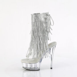 Pleaser DELIGHT-1017RSF Bottines à plateforme Transparent Strass Argent EU-38 / US-8