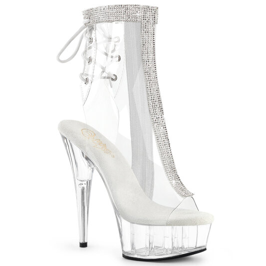 Pleaser DELIGHT-1018C-2RS Bottines à plateforme Transparent Strass EU-39 / US-9
