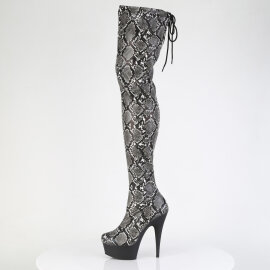 Pleaser DELIGHT-3008SP-BT Cuissardes à plateforme Imprimé serpent Gris EU-40 / US-10