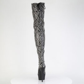 Pleaser DELIGHT-3008SP-BT Cuissardes à plateforme Imprimé serpent Gris EU-40 / US-10