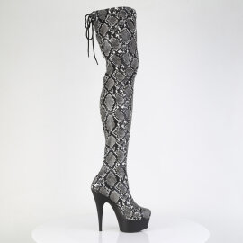 Pleaser DELIGHT-3008SP-BT Cuissardes à plateforme Imprimé serpent Gris EU-40 / US-10