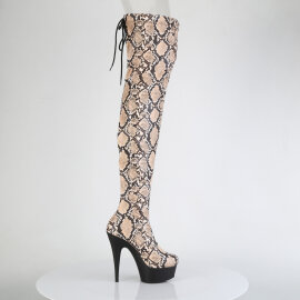 Pleaser DELIGHT-3008SP-BT Cuissardes à plateforme Imprimé serpent Marron EU-41 / US-11
