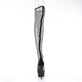 Pleaser DELIGHT-3009 Cuissardes à plateforme Similicuir Strass Maille Noir EU-37 / US-7