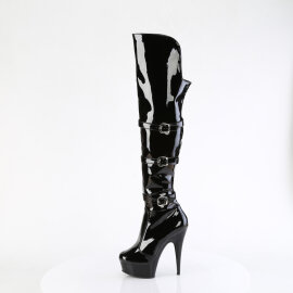 Pleaser DELIGHT-3018 Cuissardes à plateforme Revêtement laqué Noir EU-37 / US-7