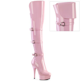 Pleaser DELIGHT-3018 Cuissardes à plateforme Revêtement laqué Rose EU-35 / US-5