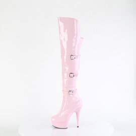 Pleaser DELIGHT-3018 Cuissardes à plateforme Revêtement laqué Rose EU-35 / US-5