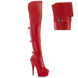 Pleaser DELIGHT-3018 Cuissardes à plateforme Similicuir Rouge EU-35 / US-5