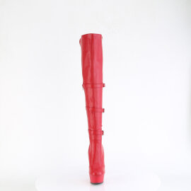 Pleaser DELIGHT-3018 Cuissardes à plateforme Similicuir Rouge EU-35 / US-5
